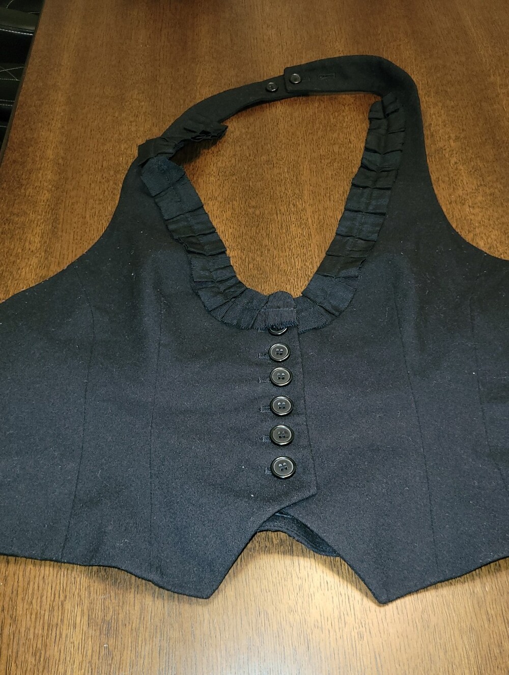 New York & Company Black Ruffled Halter Vest.